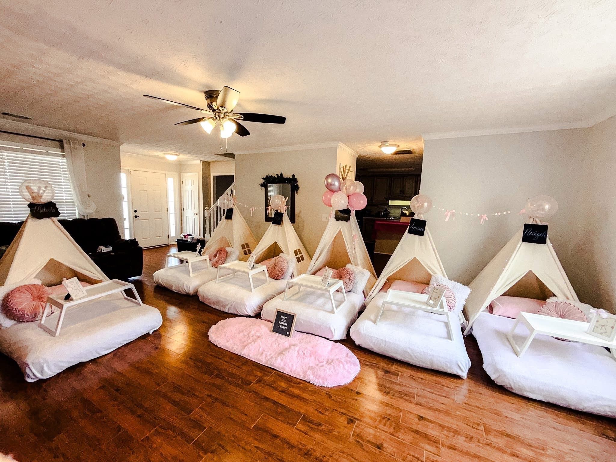 Whimsical teepee sleepover setup IMG 3554