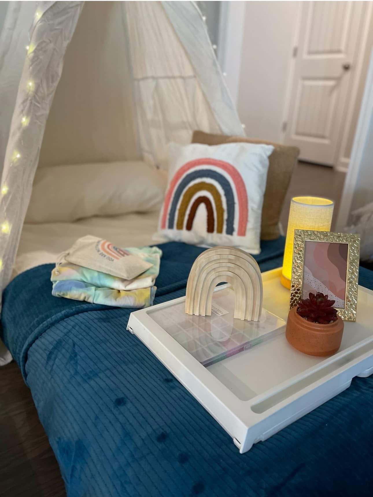 Whimsical teepee sleepover setup IMG 3557